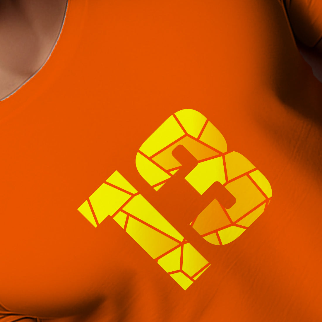 13 Number Men Unisex T-Shirt (Orange)