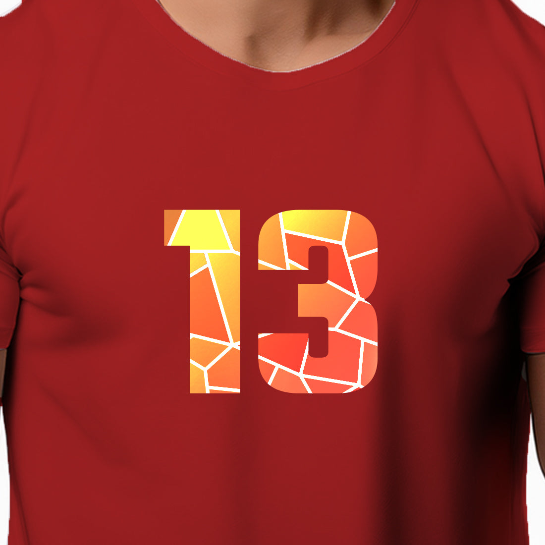 13 Number Men Unisex T-Shirt (Red)