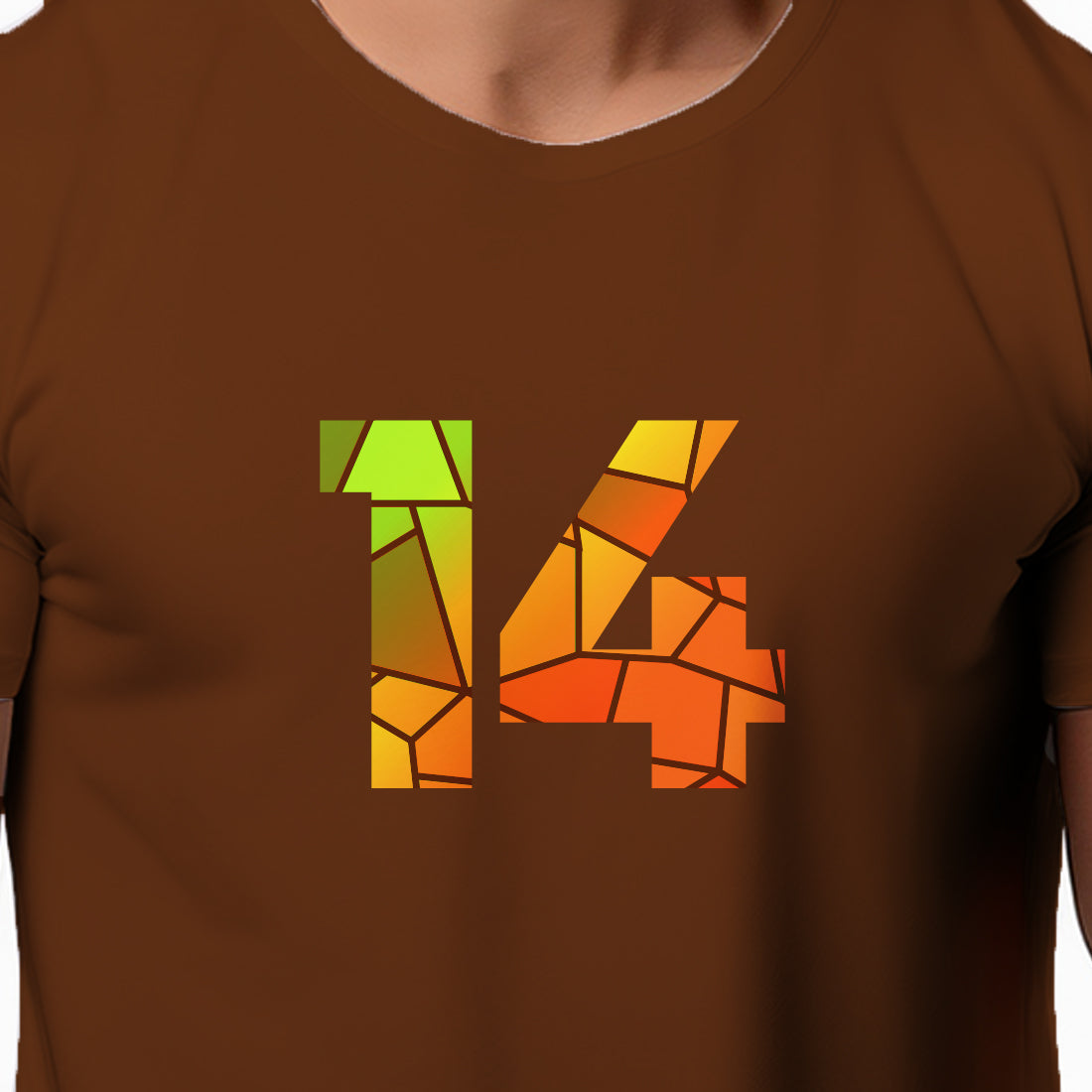14 Number Men Unisex T-Shirt (Brown)