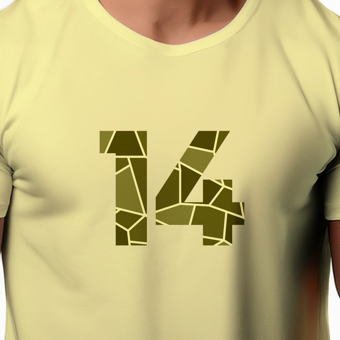 14 Number Men Unisex T-Shirt (Butter Yellow)