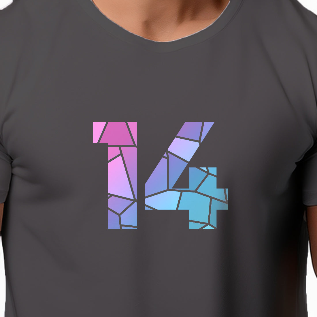 14 Number Men Unisex T-Shirt (Charcoal Grey)