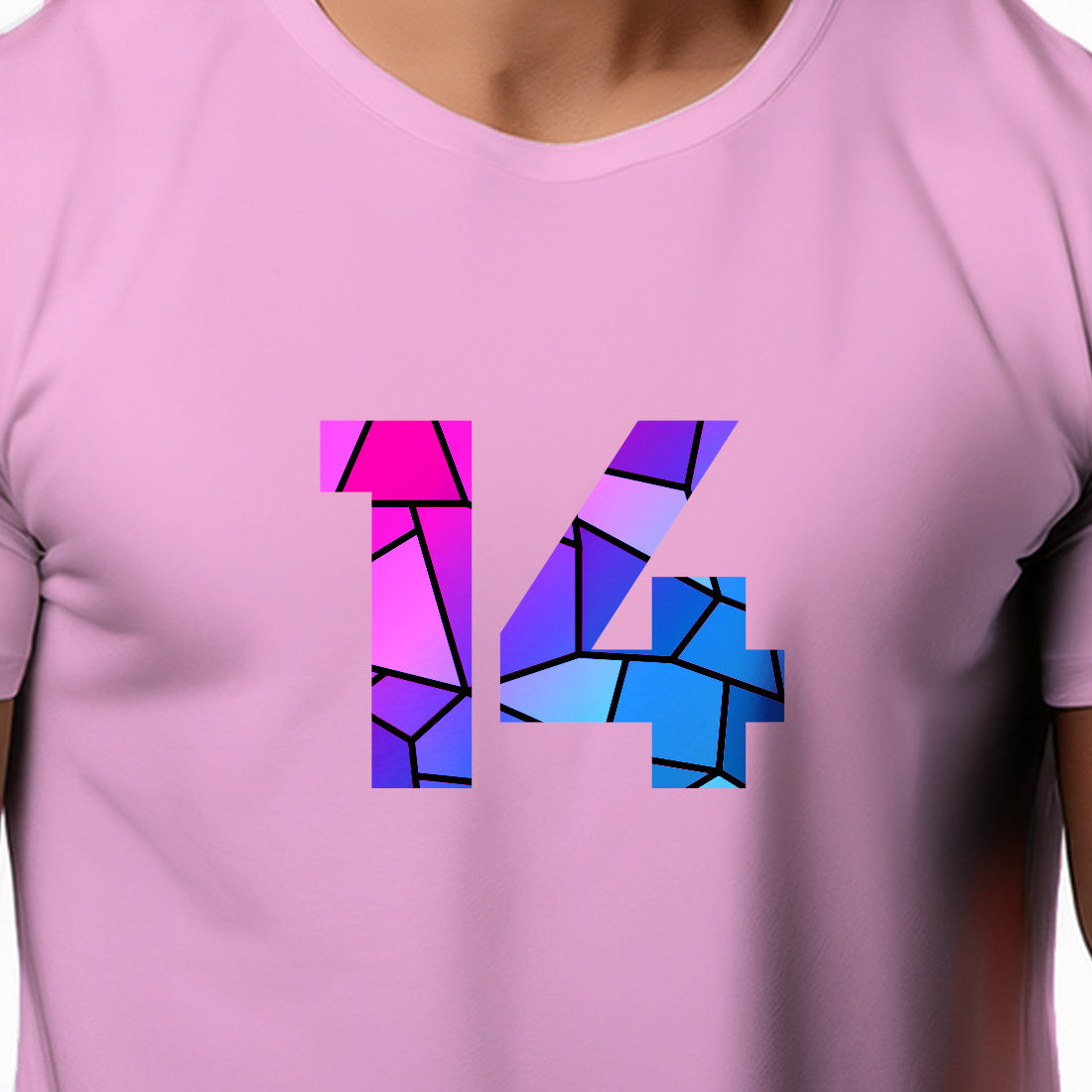 14 Number Men Unisex T-Shirt (Light Pink)