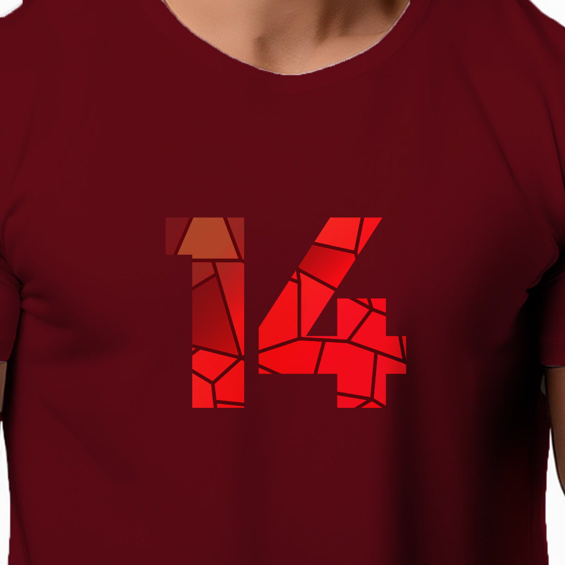 14 Number Men Unisex T-Shirt (Maroon)
