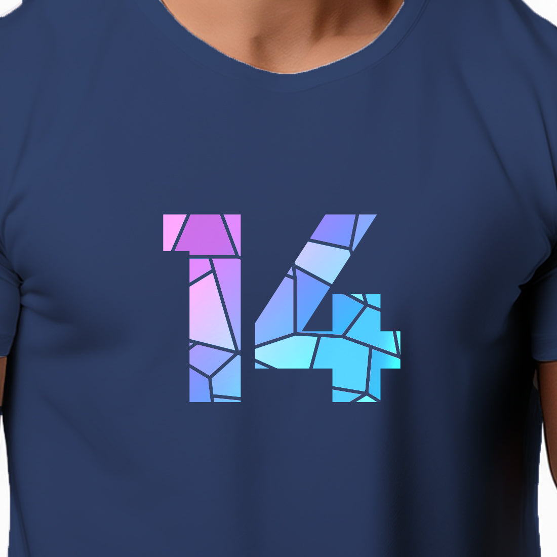 14 Number Men Unisex T-Shirt (Navy Blue)