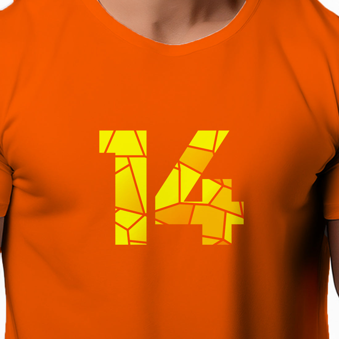 14 Number Men Unisex T-Shirt (Orange)