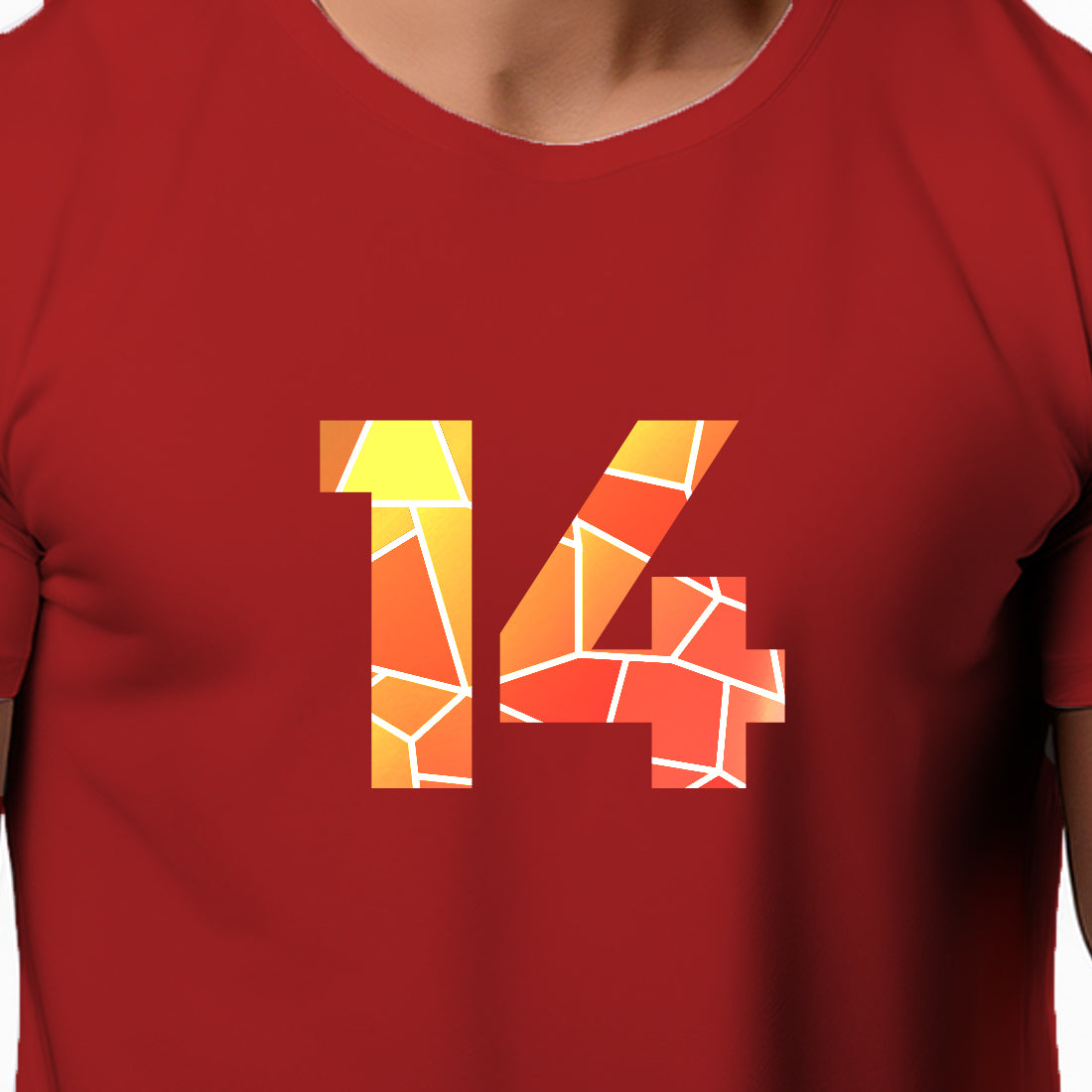 14 Number Men Unisex T-Shirt (Red)