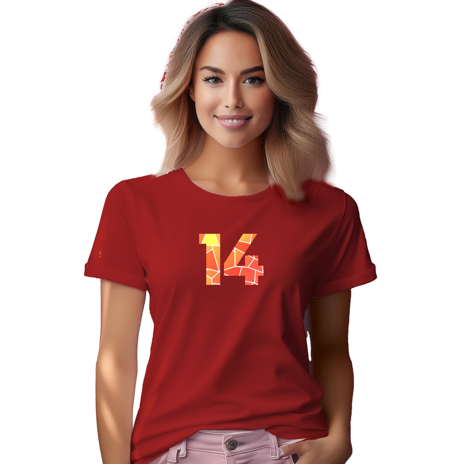 14 Number Women T-Shirt (Red)
