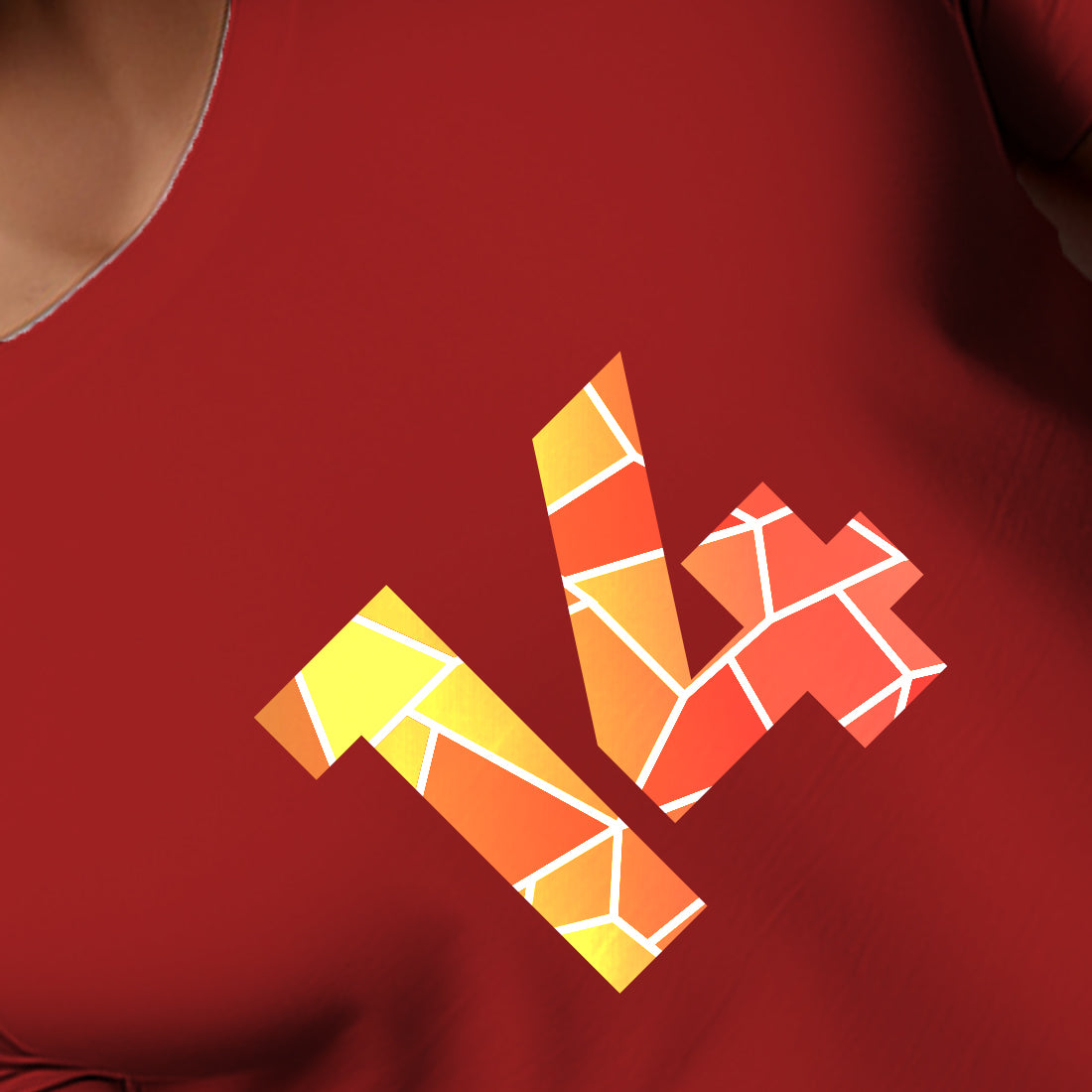 14 Number Men Unisex T-Shirt (Red)
