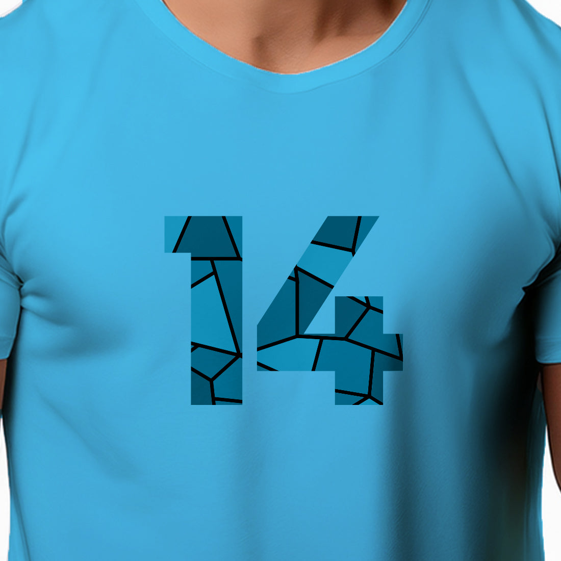 14 Number Men Unisex T-Shirt (Sky Blue)