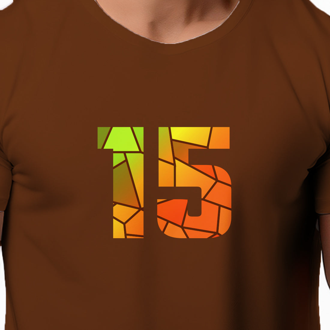 15 Number Men Unisex T-Shirt (Brown)