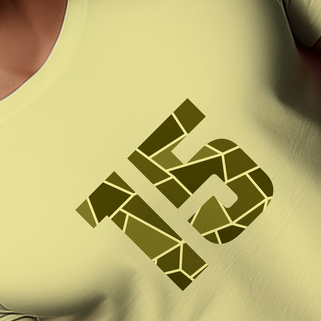 15 Number Men Unisex T-Shirt (Butter Yellow)