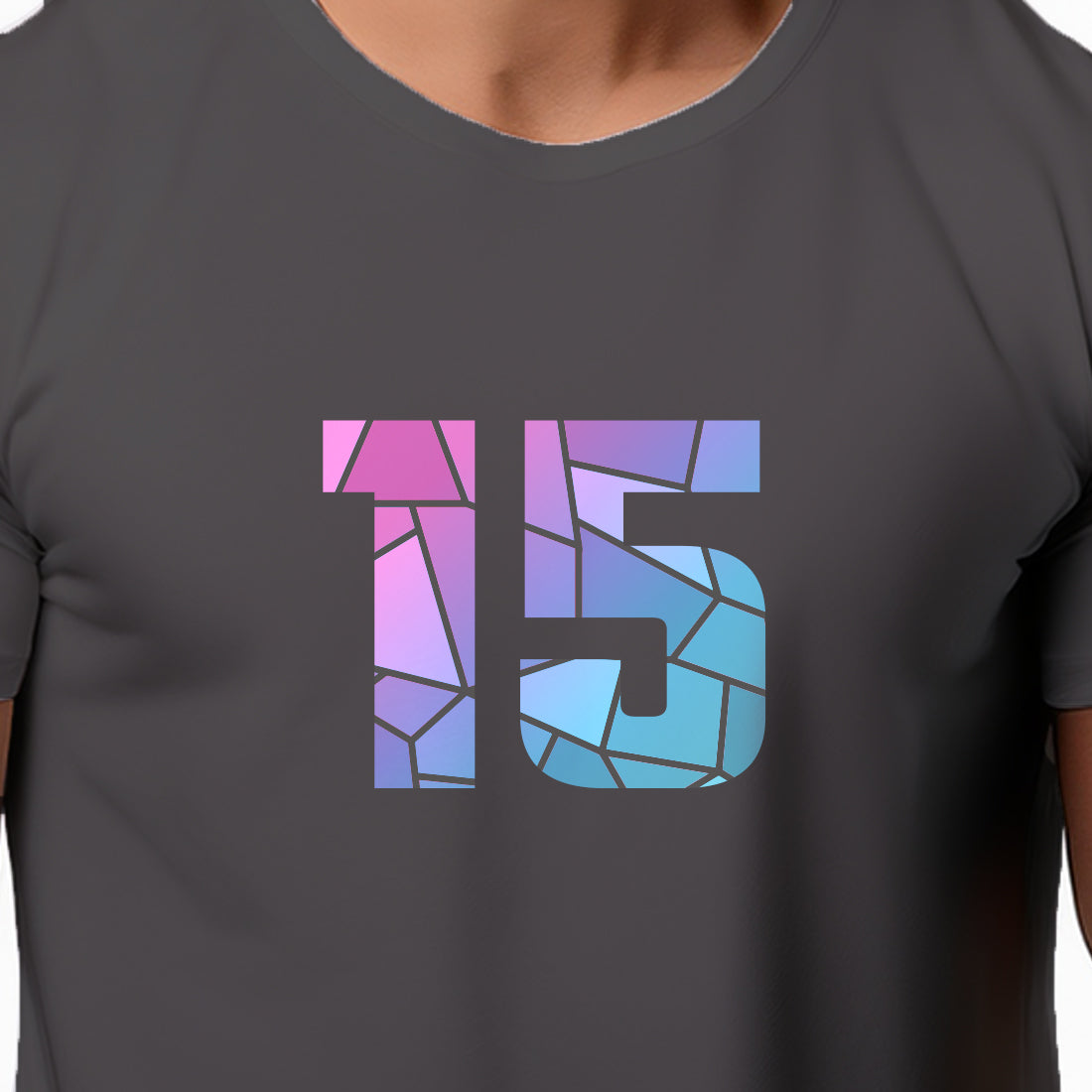 15 Number Men Unisex T-Shirt (Charcoal Grey)