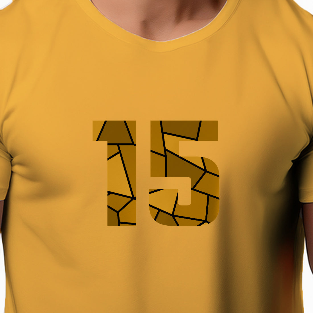 15 Number Men Unisex T-Shirt (Golden Yellow)