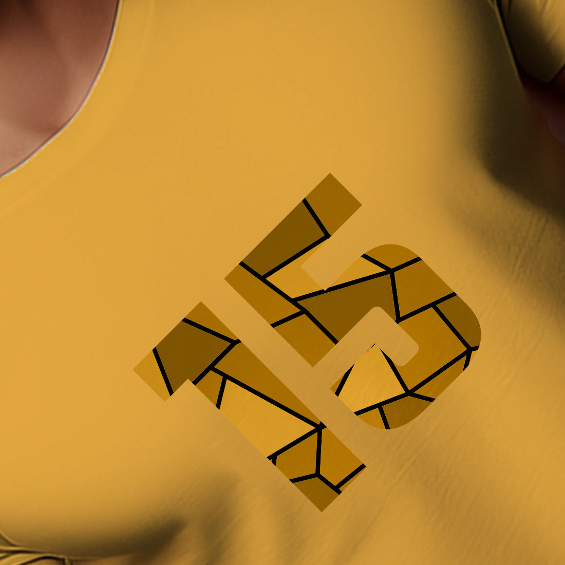 15 Number Men Unisex T-Shirt (Golden Yellow)