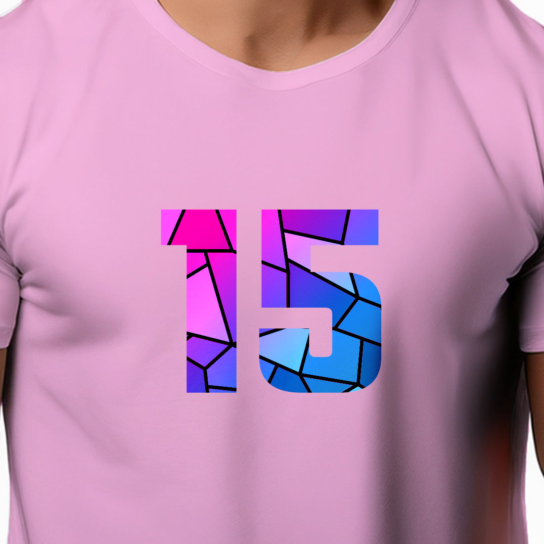 15 Number Men Unisex T-Shirt (Light Pink)