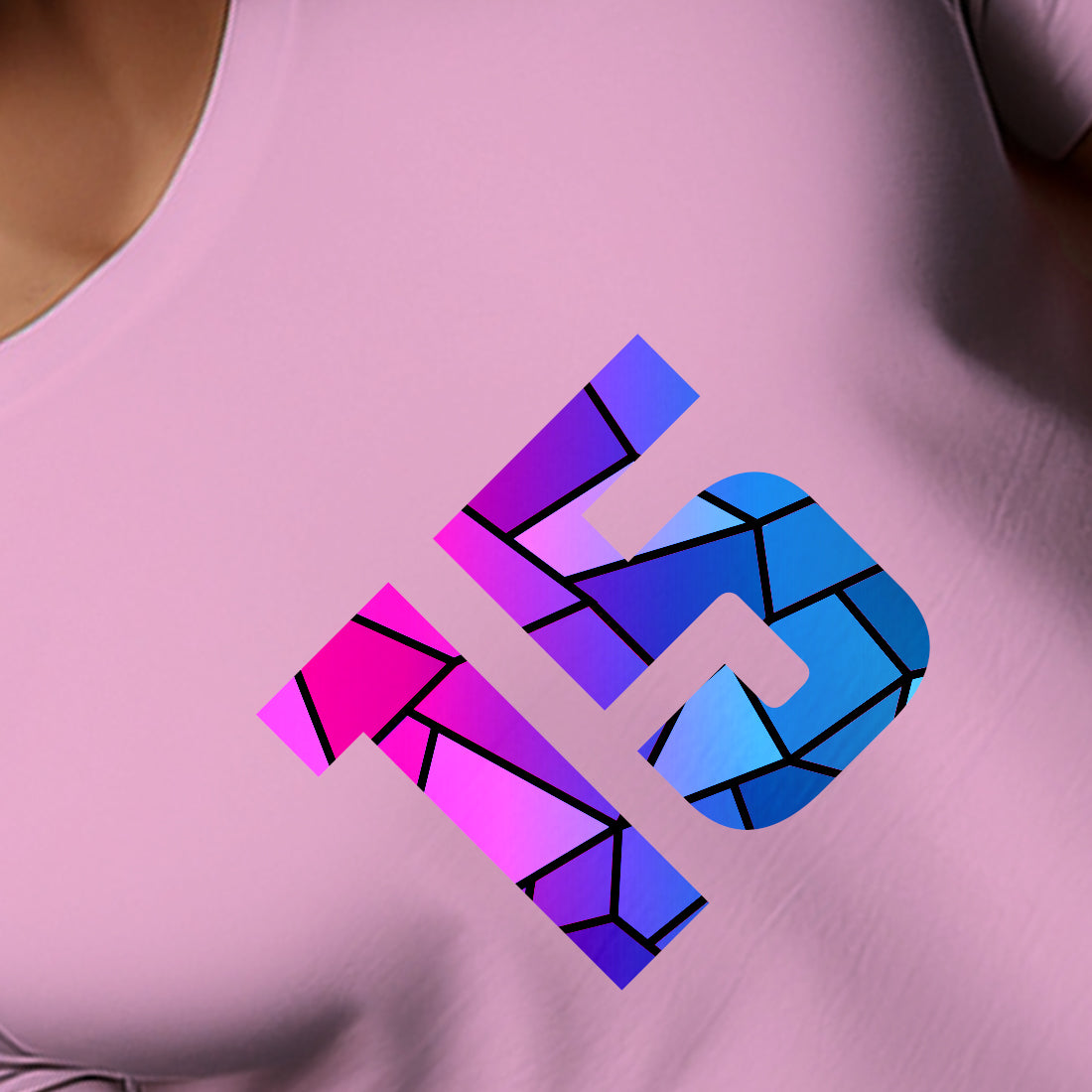 15 Number Men Unisex T-Shirt (Light Pink)