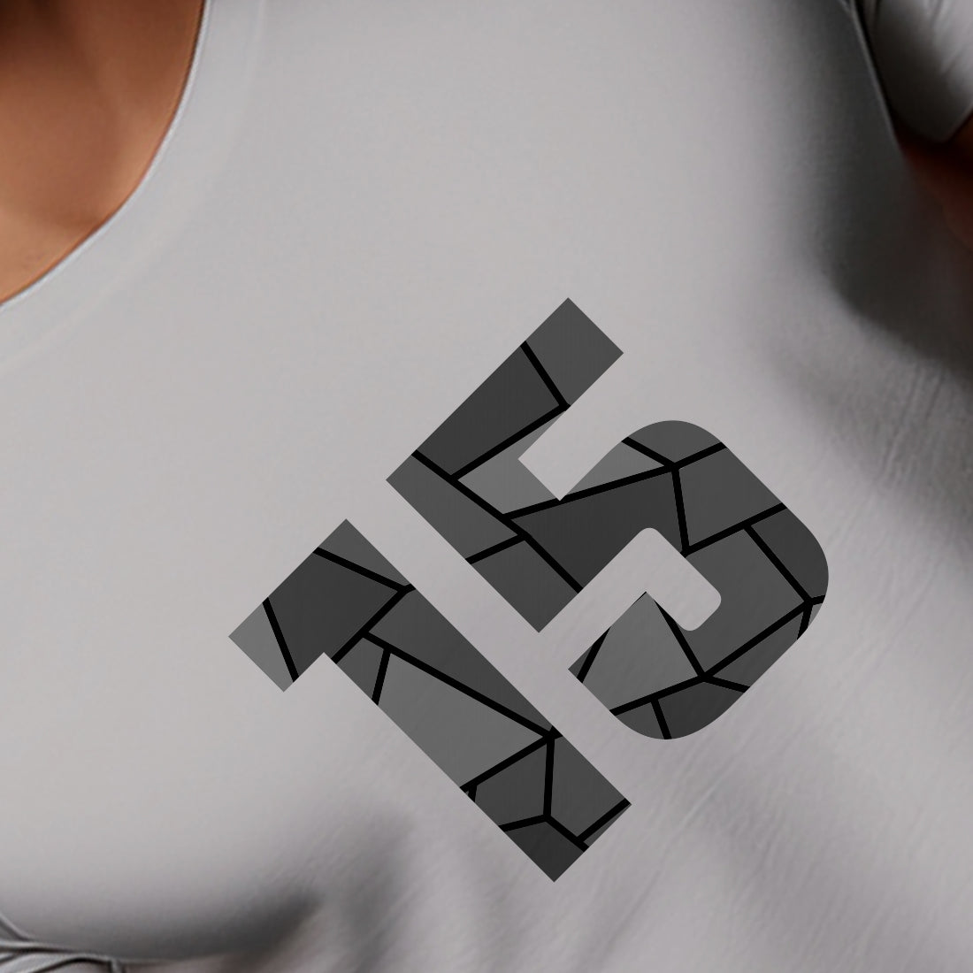 15 Number Men Unisex T-Shirt (Melange Grey)