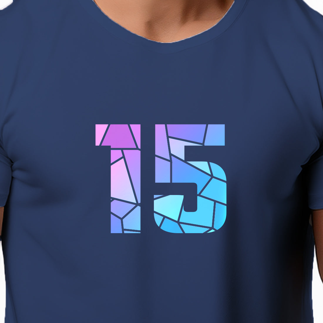 15 Number Men Unisex T-Shirt (Navy Blue)