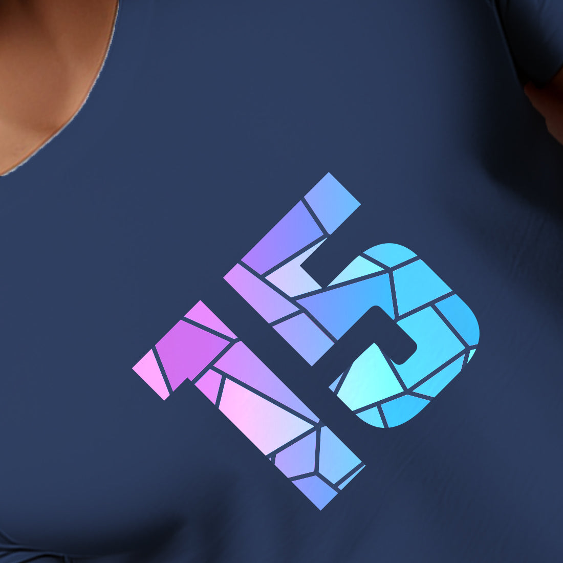 15 Number Men Unisex T-Shirt (Navy Blue)