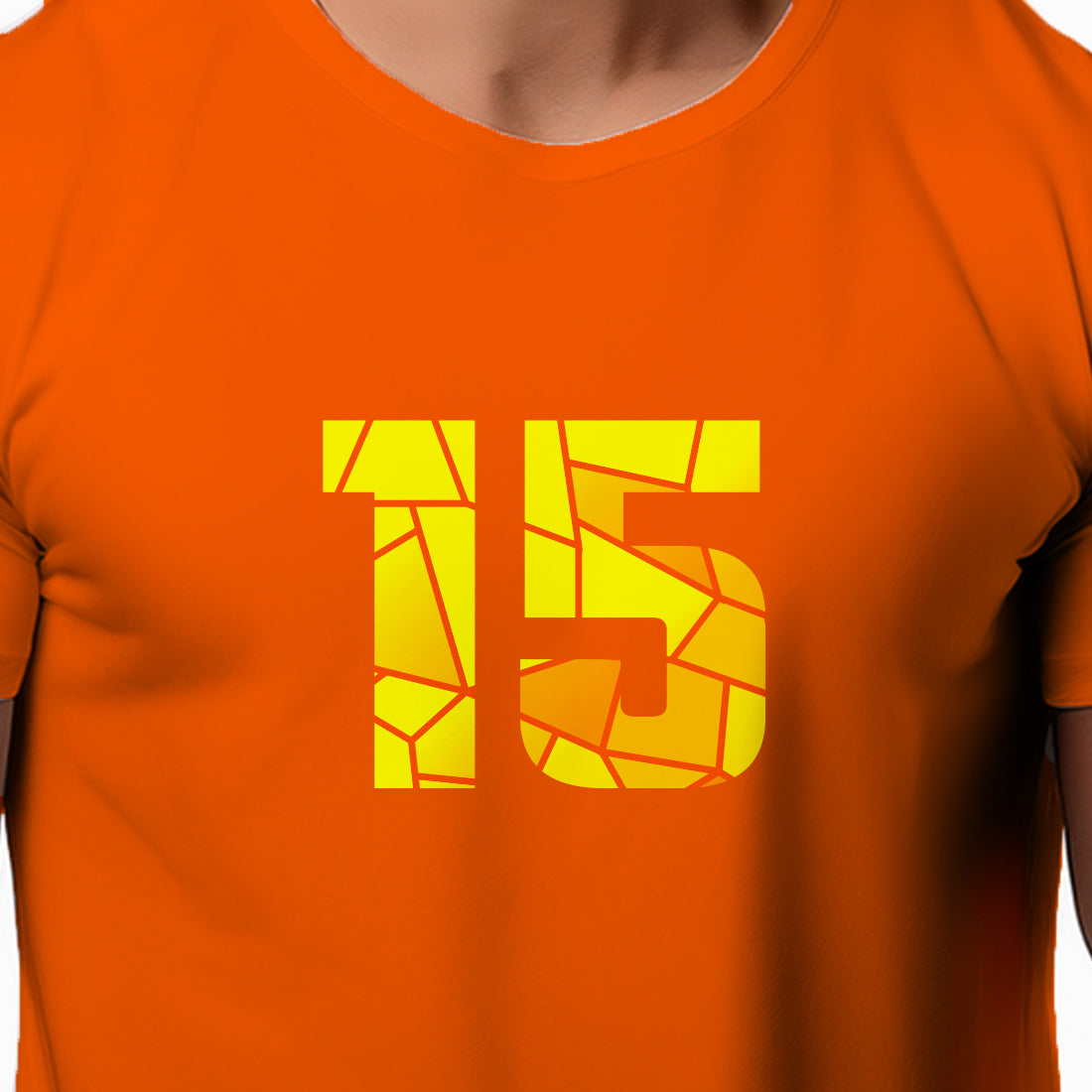 15 Number Men Unisex T-Shirt (Orange)