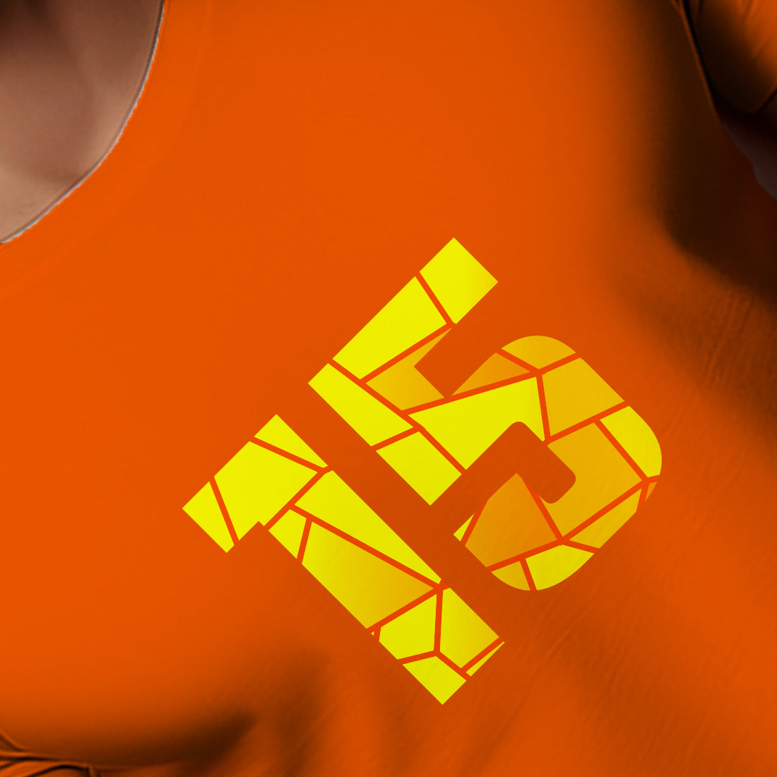 15 Number Men Unisex T-Shirt (Orange)