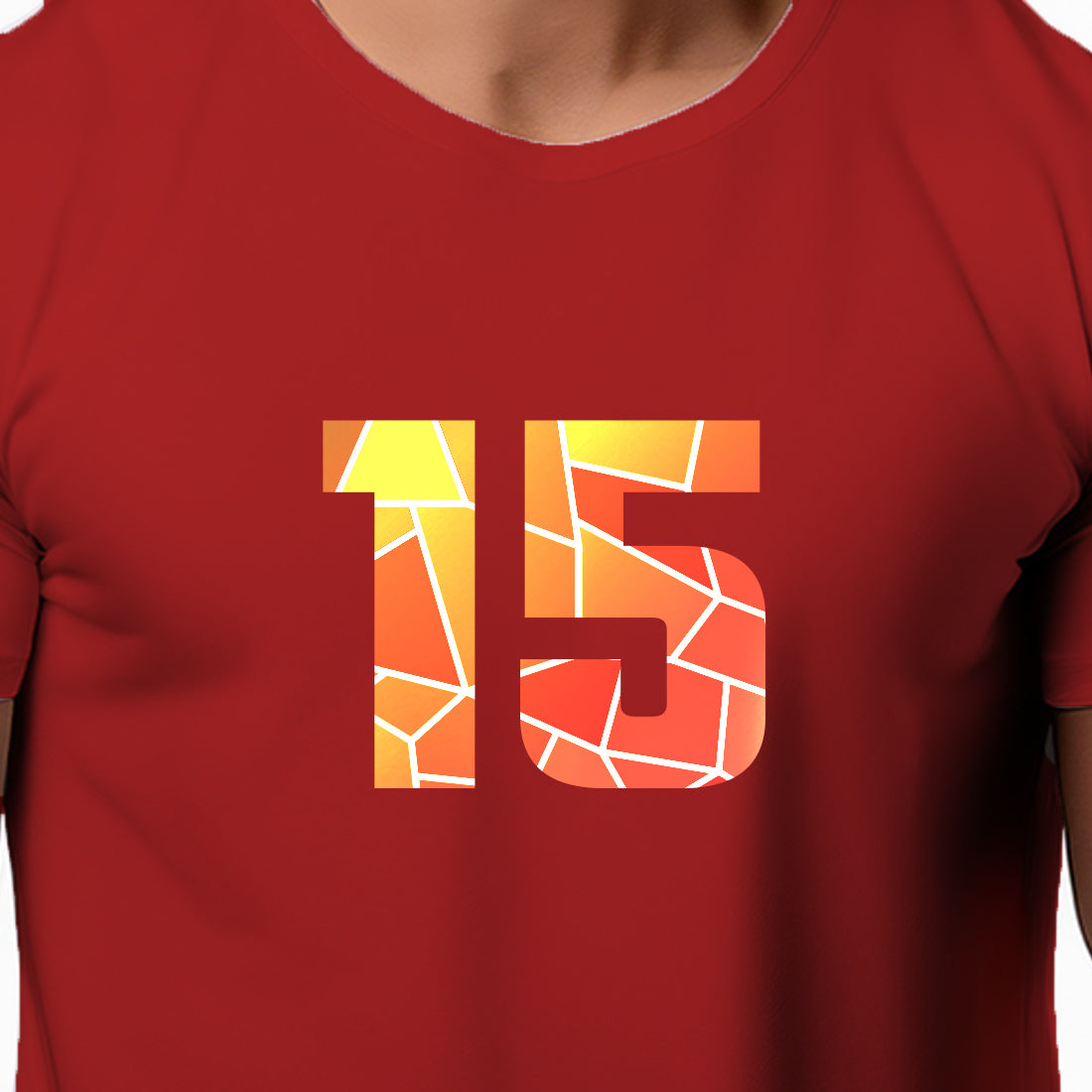 15 Number Men Unisex T-Shirt (Red)