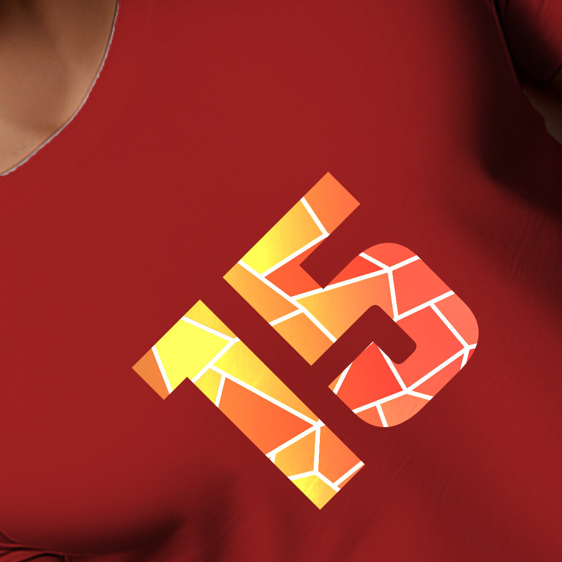 15 Number Men Unisex T-Shirt (Red)
