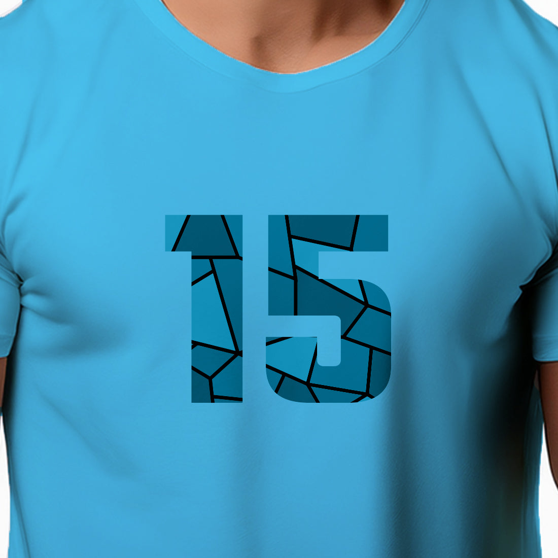 15 Number Men Unisex T-Shirt (Sky Blue)