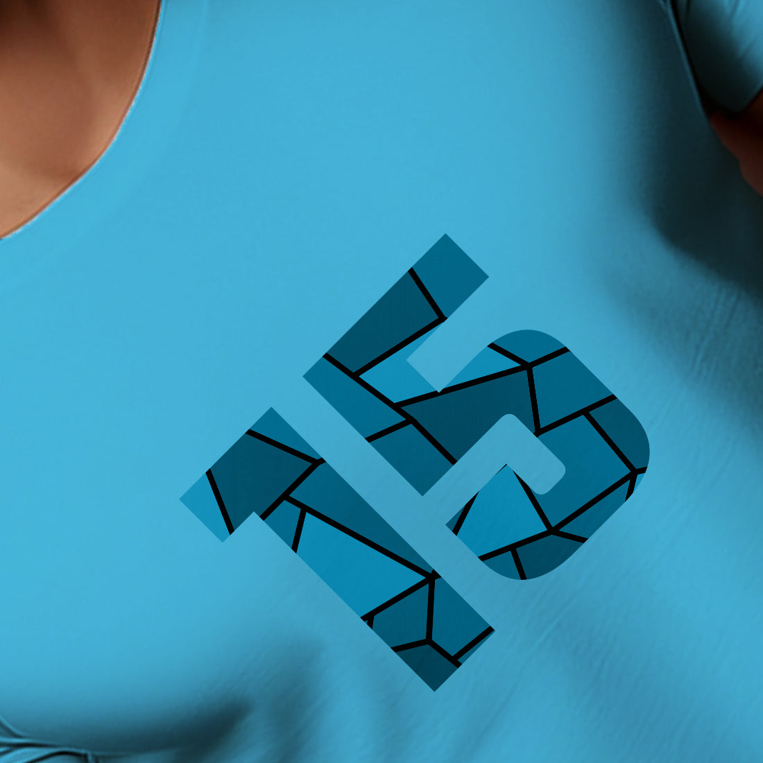 15 Number Men Unisex T-Shirt (Sky Blue)