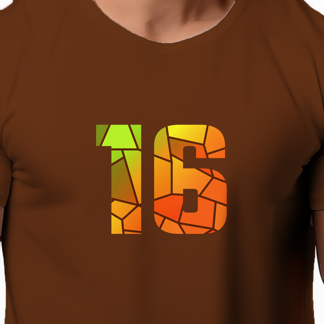 16 Number Men Unisex T-Shirt (Brown)