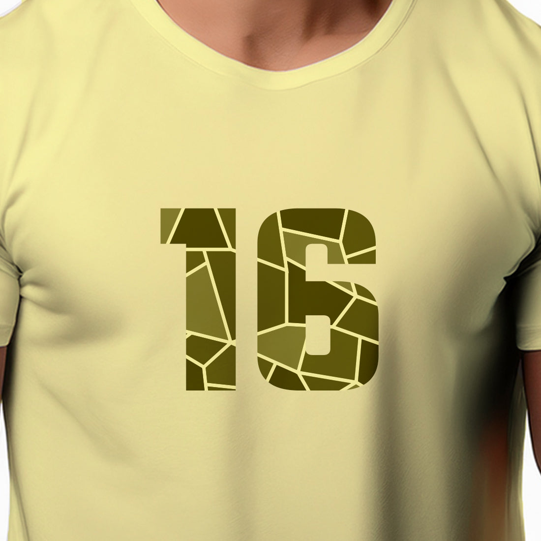 16 Number Men Unisex T-Shirt (Butter Yellow)