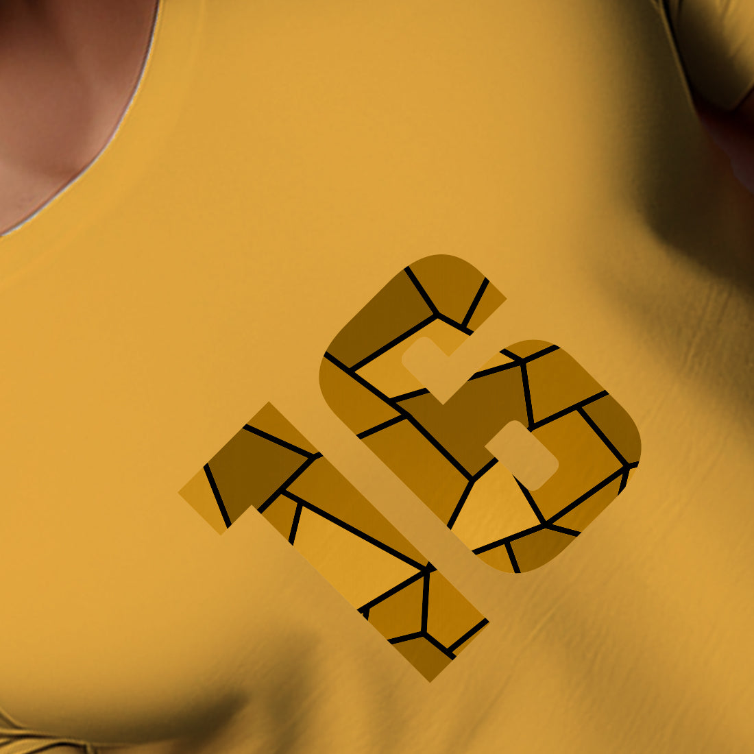 16 Number Men Unisex T-Shirt (Golden Yellow)