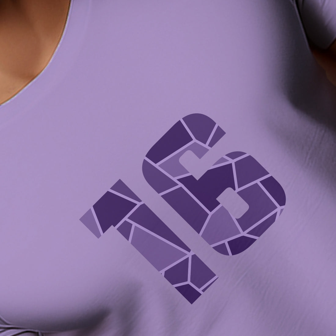 16 Number Men Unisex T-Shirt (Iris Lavender)