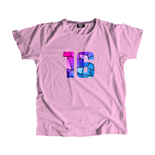 16 Number Men Unisex T-Shirt (Light Pink)
