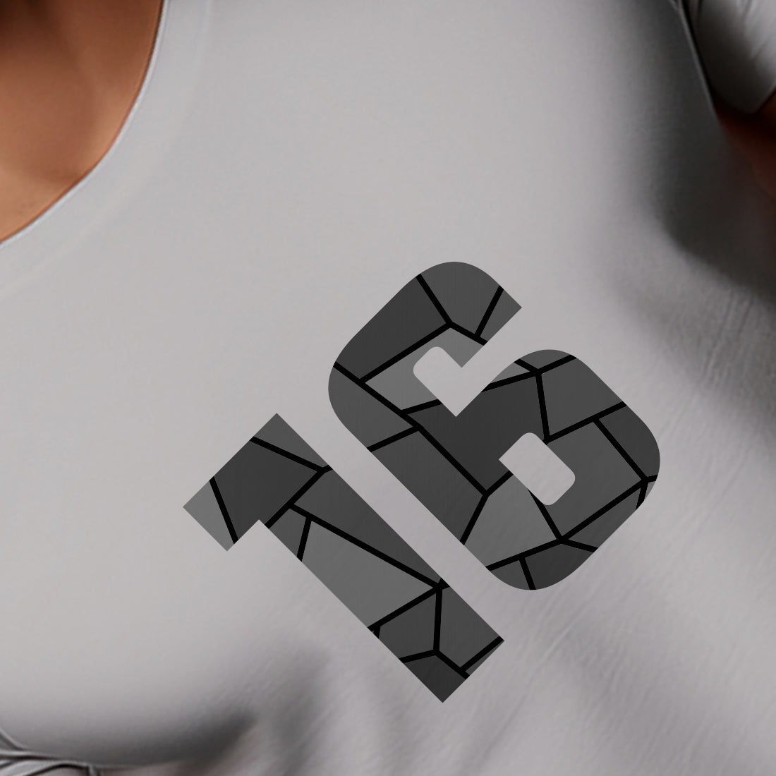 16 Number Men Unisex T-Shirt (Melange Grey)