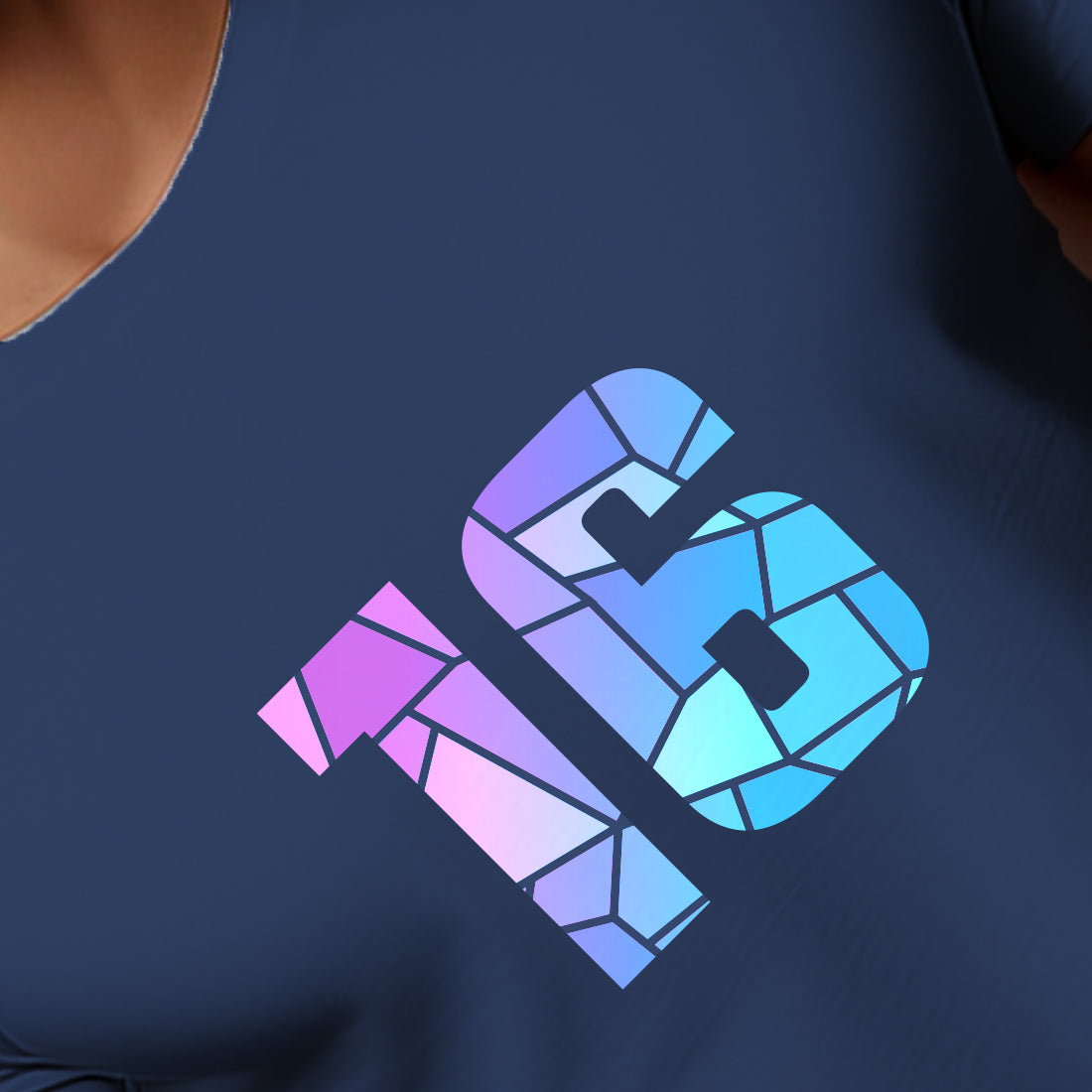 16 Number Men Unisex T-Shirt (Navy Blue)