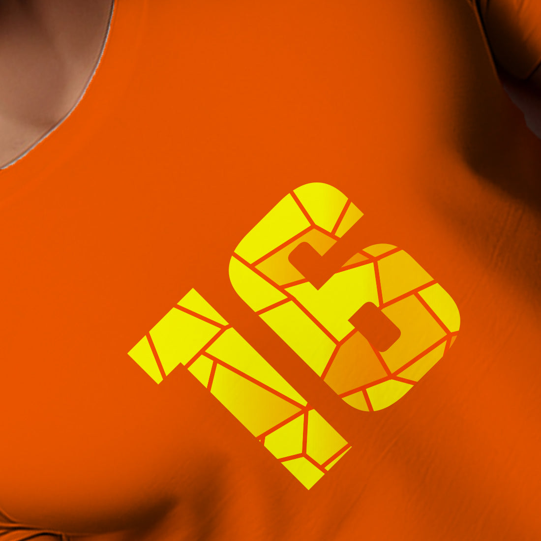 16 Number Men Unisex T-Shirt (Orange)