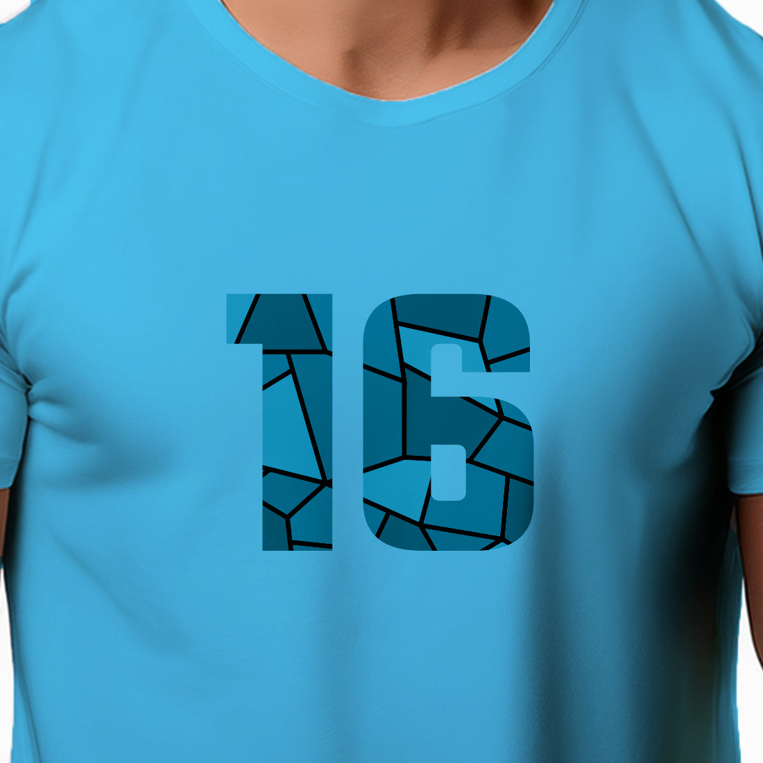 16 Number Men Unisex T-Shirt (Sky Blue)