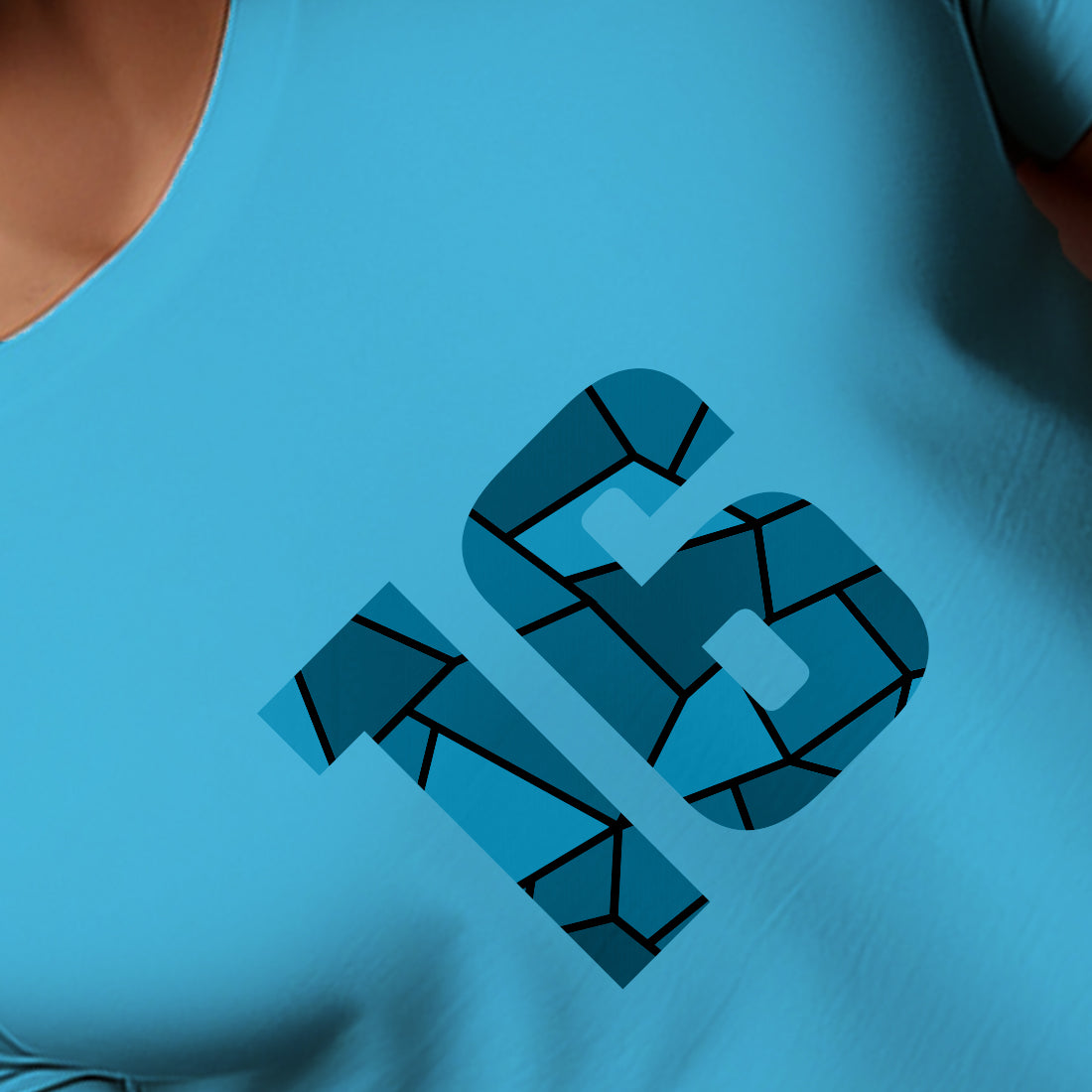 16 Number Men Unisex T-Shirt (Sky Blue)