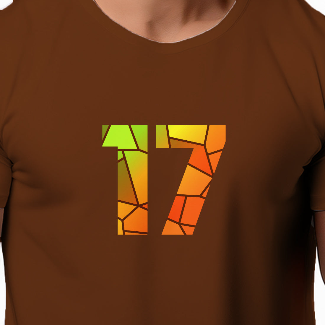 17 Number Men Unisex T-Shirt (Brown)