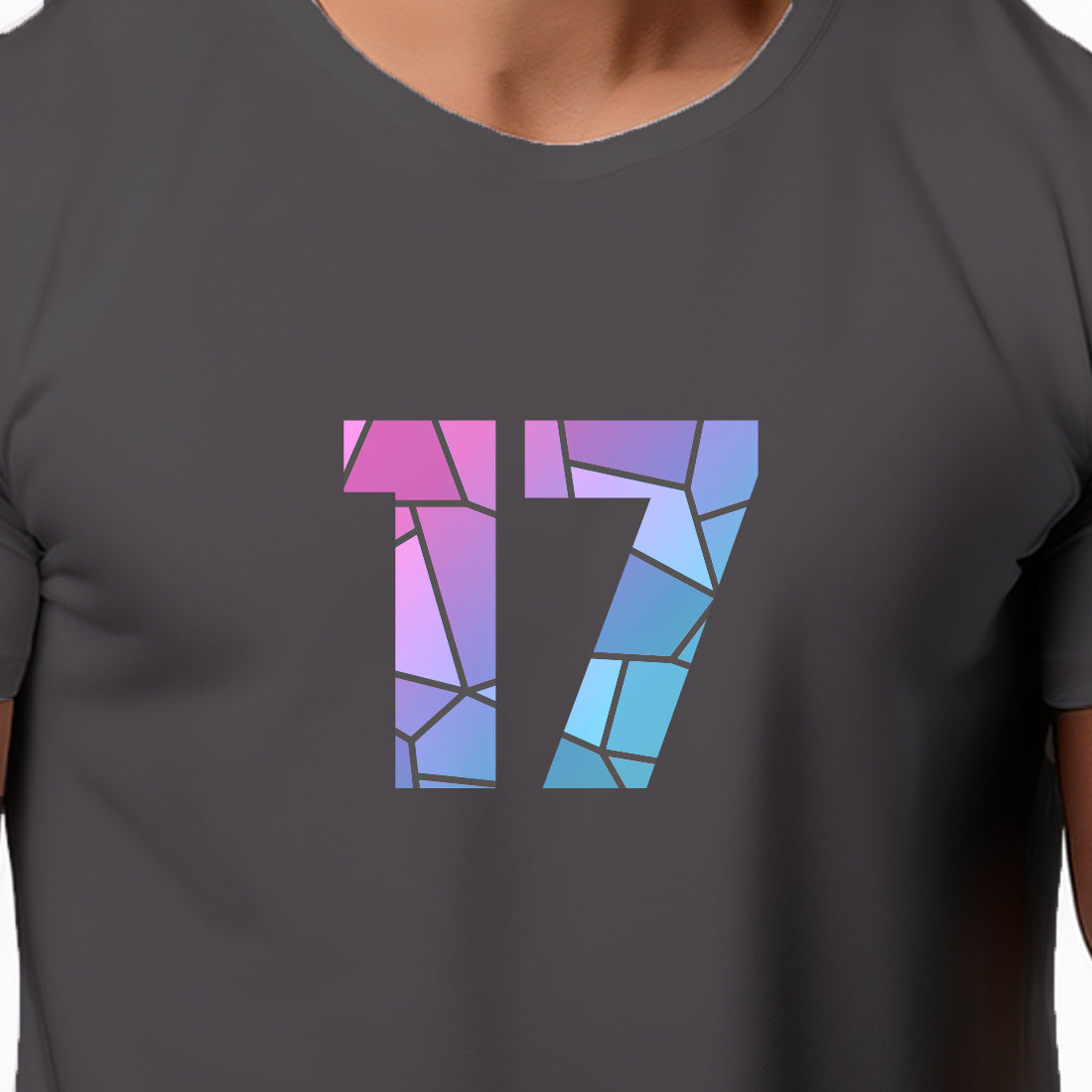 17 Number Men Unisex T-Shirt (Charcoal Grey)