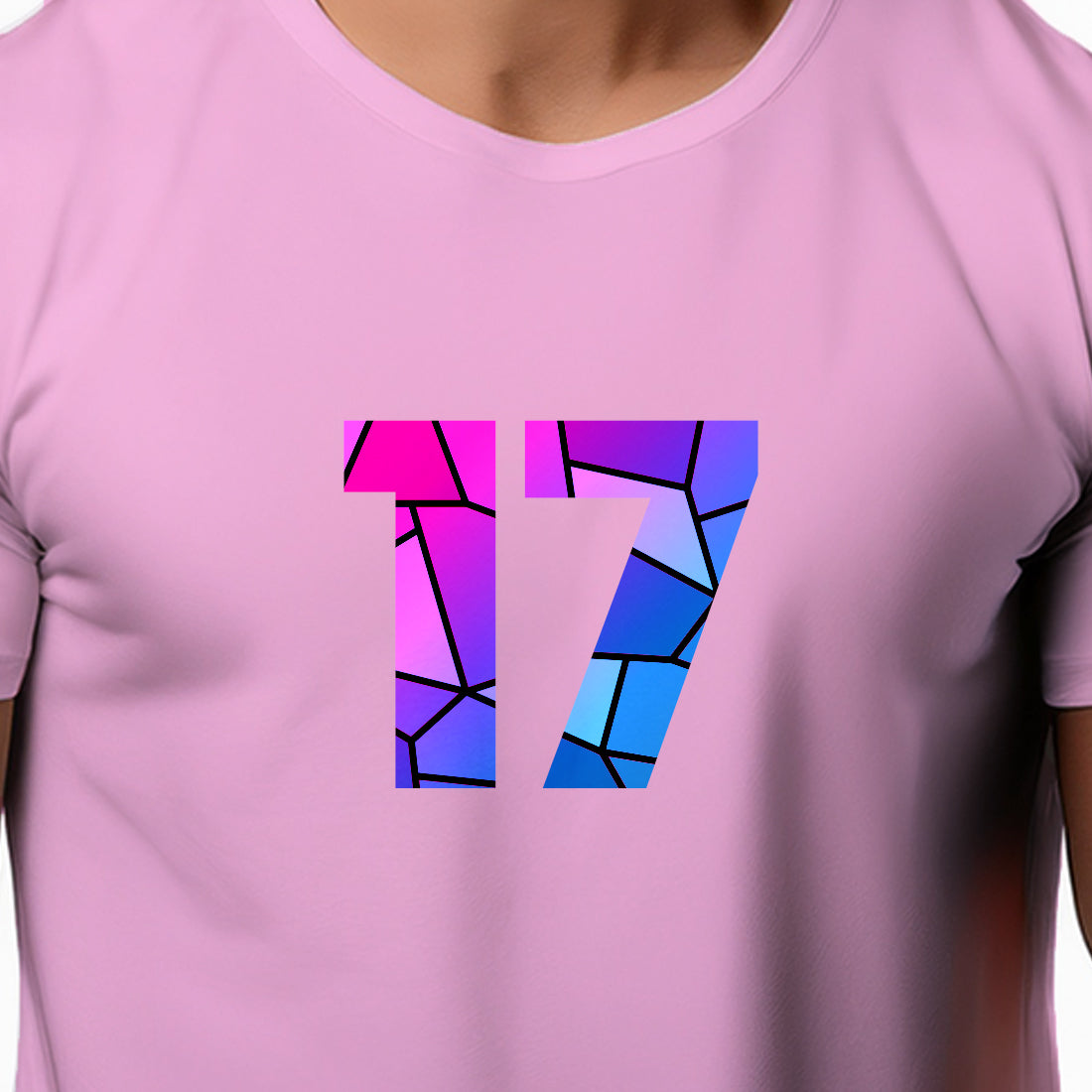 17 Number Men Unisex T-Shirt (Light Pink)