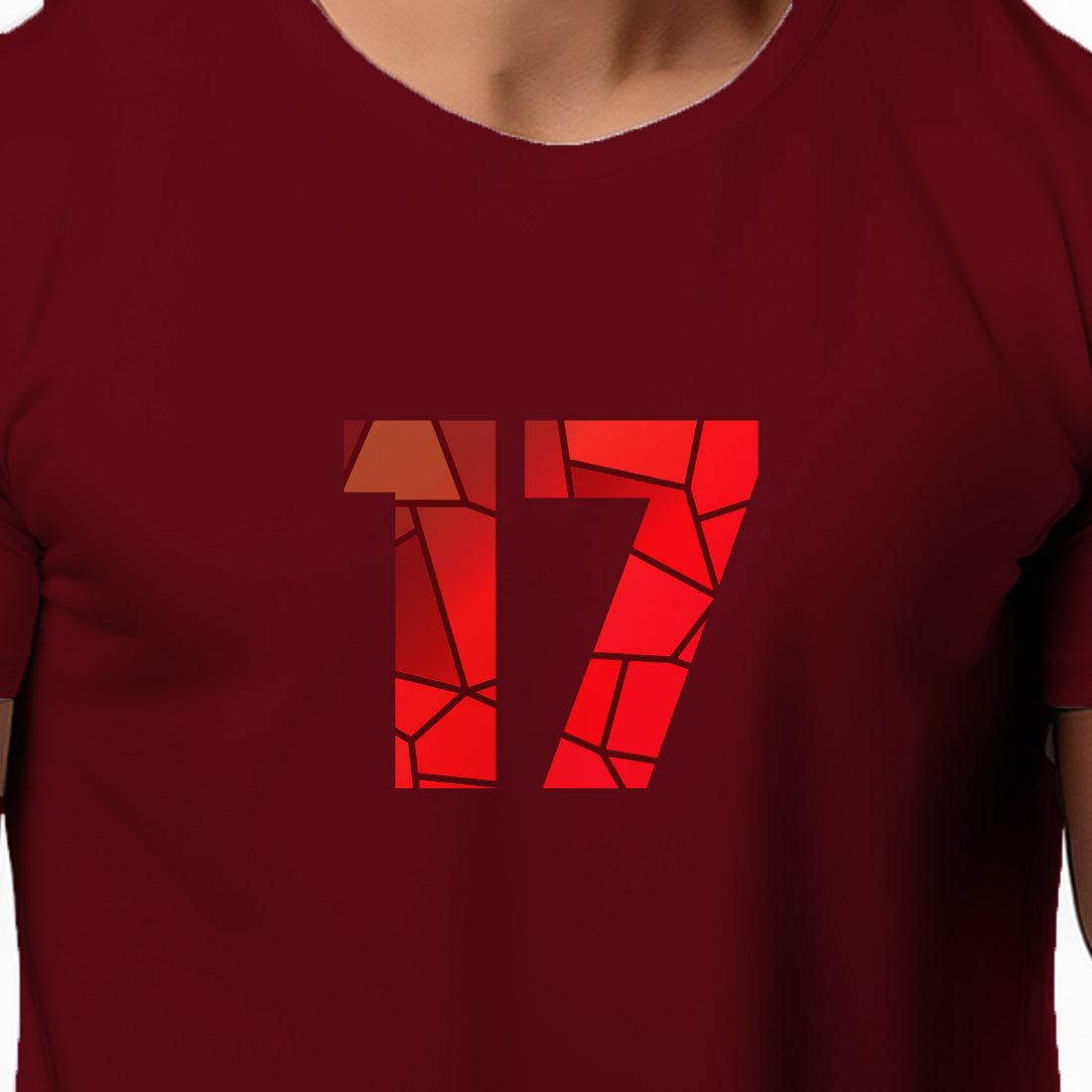 17 Number Men Unisex T-Shirt (Maroon)