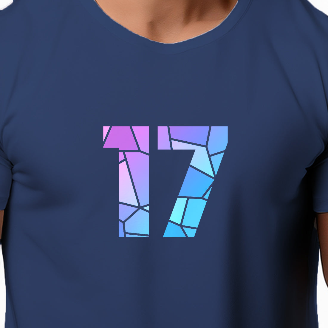 17 Number Men Unisex T-Shirt (Navy Blue)