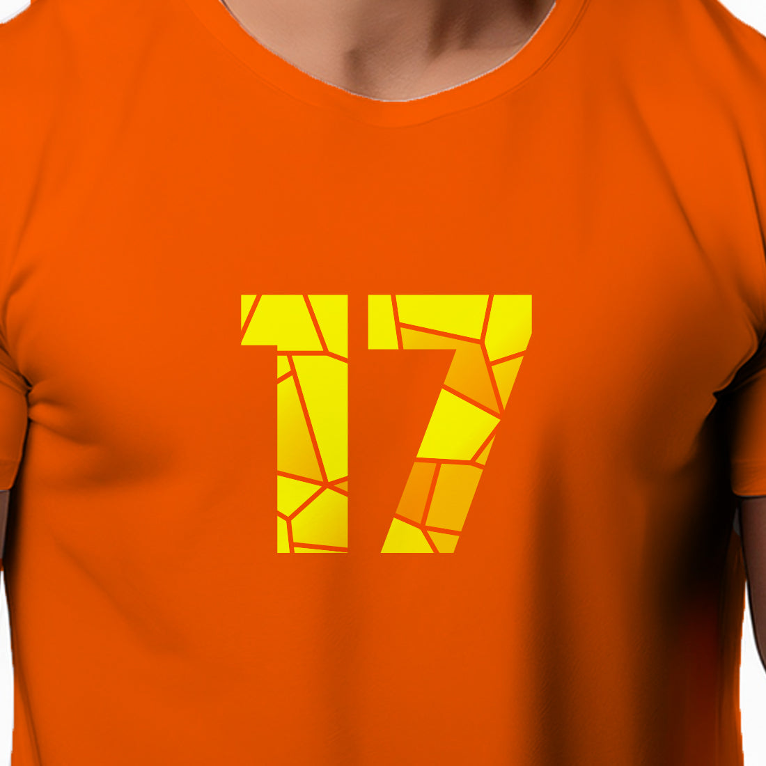 17 Number Men Unisex T-Shirt (Orange)