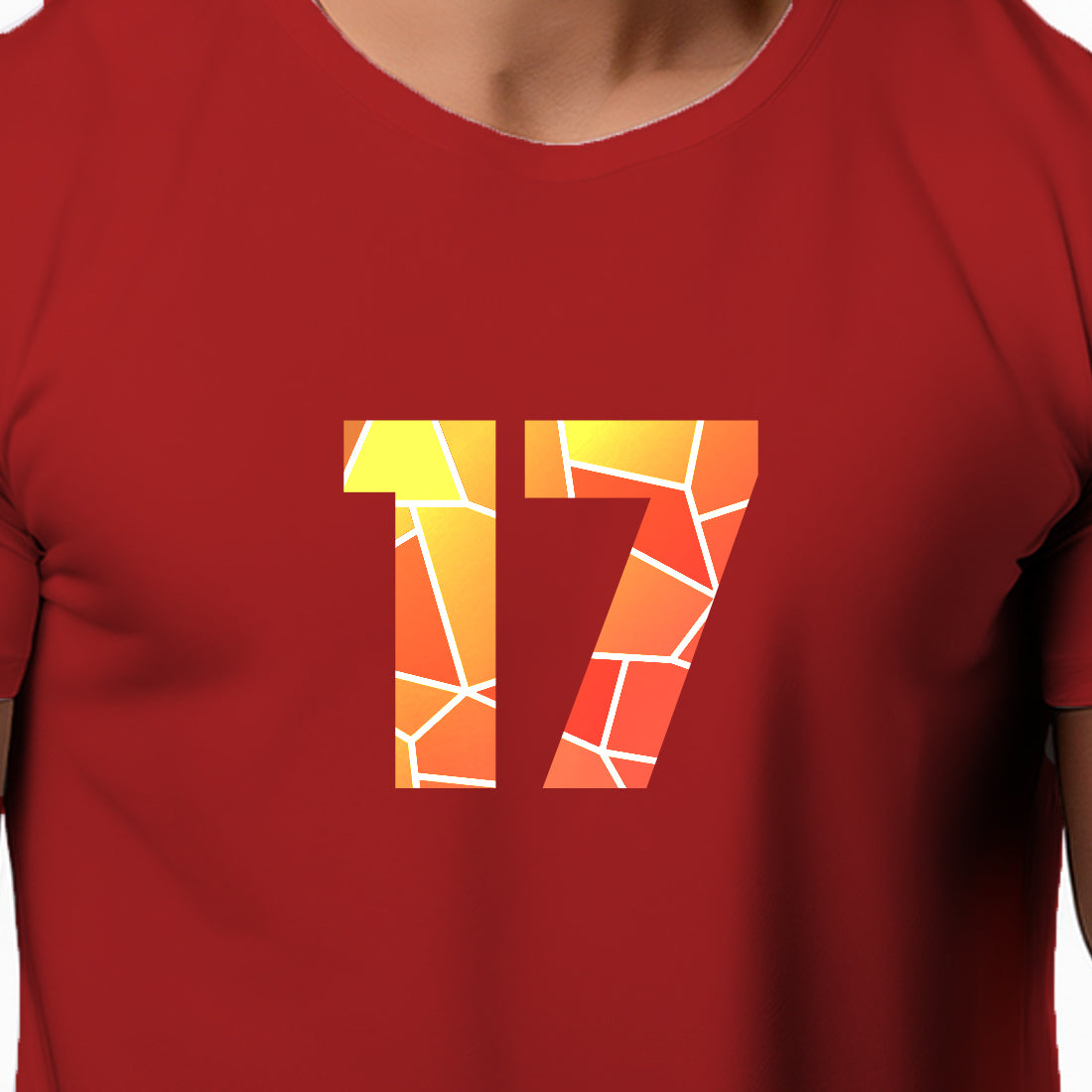 17 Number Men Unisex T-Shirt (Red)