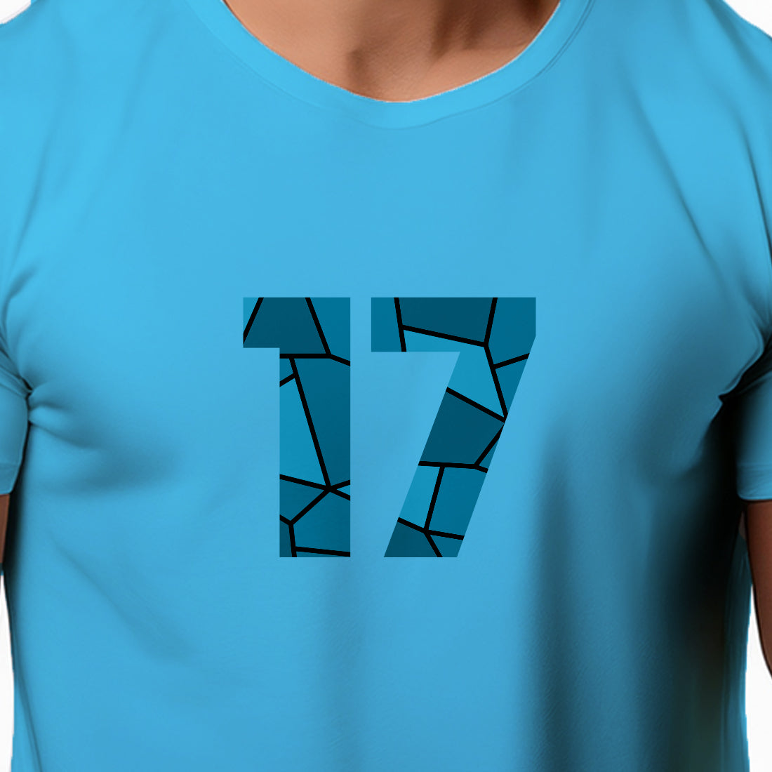 17 Number Men Unisex T-Shirt (Sky Blue)