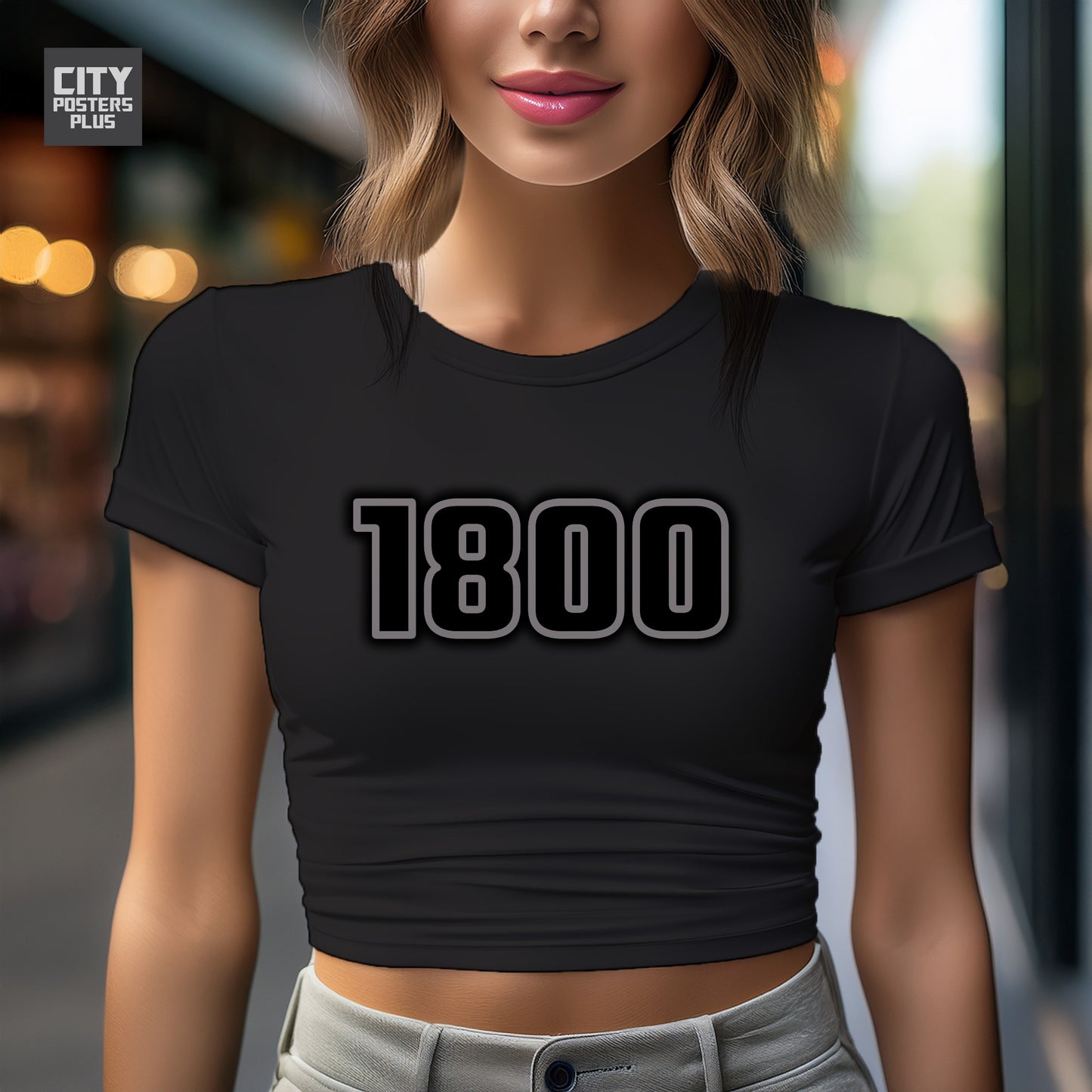 1800 Year Women Crop Top (Black)