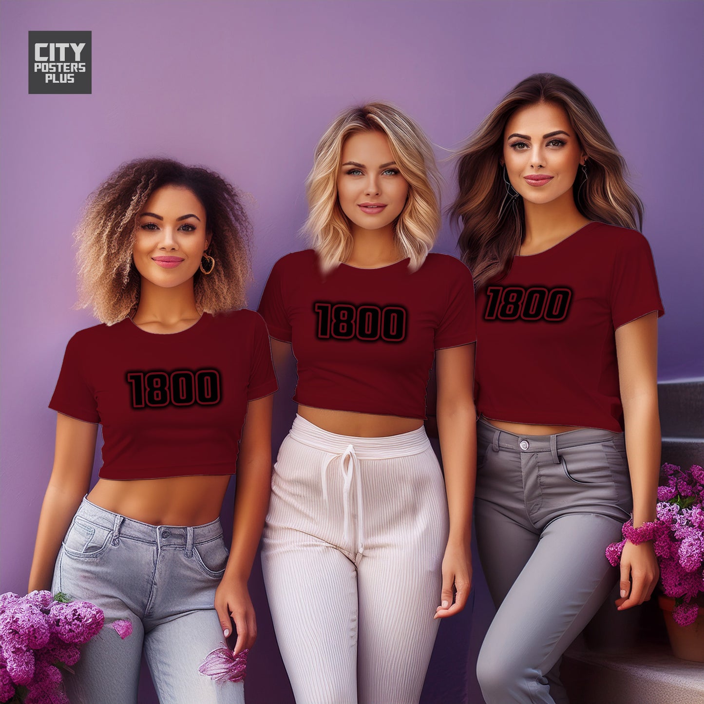 1800 Year Women Crop Top (Maroon)