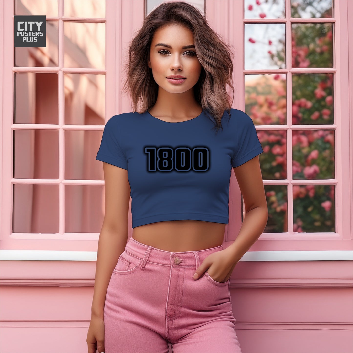 1800 Year Women Crop Top (Navy Blue)